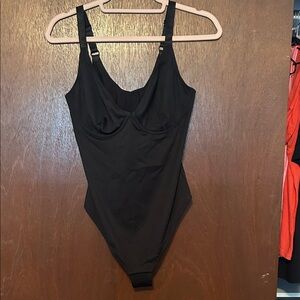 Black Underwire Shaping Bodysuit with Adjustable Straps